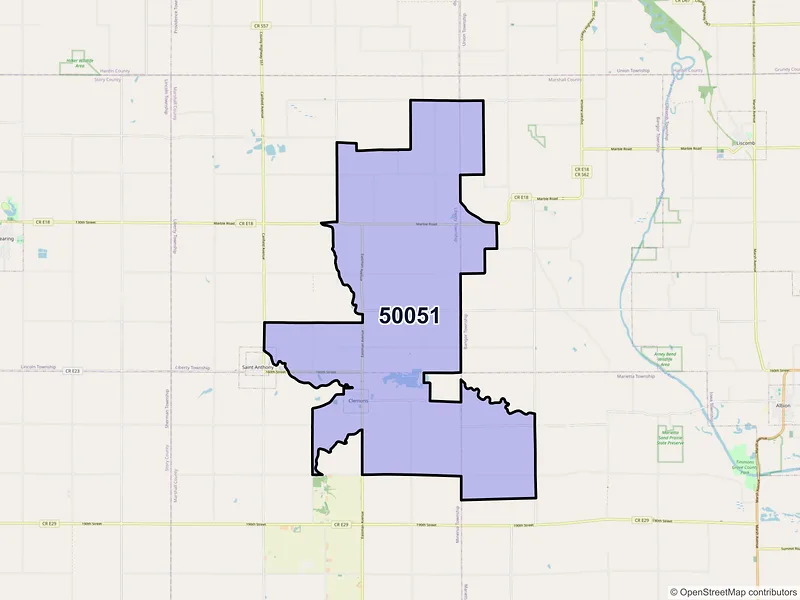 Map of ZIP Code 50051 — Clemons, IA