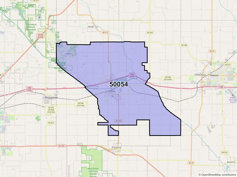 Map of ZIP Code 50054 — Colfax, IA