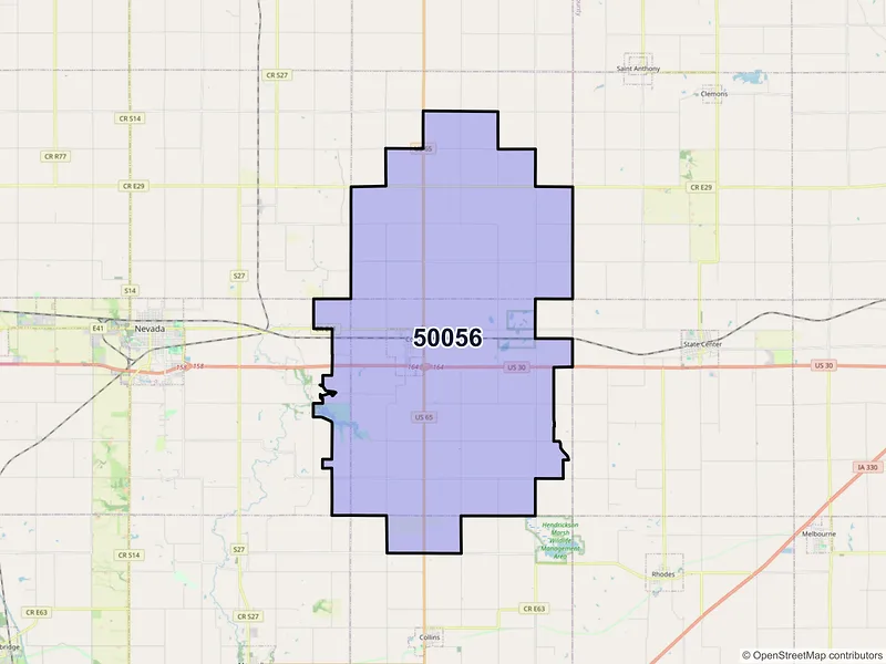 Map of ZIP Code 50056 — Colo, IA