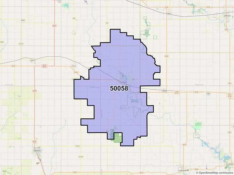 Map of ZIP Code 50058 — Coon Rapids, IA
