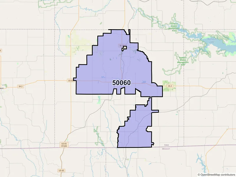 Map of ZIP Code 50060 — Corydon, IA
