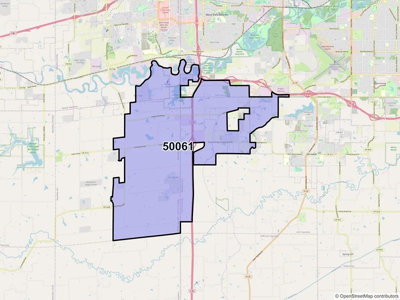 Map of ZIP Code 50061 — Cumming, IA