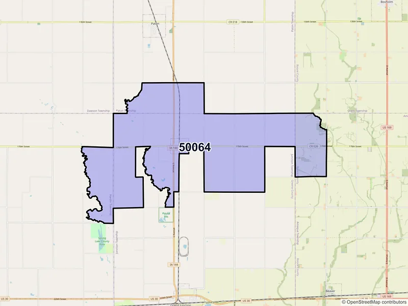 Map of ZIP Code 50064 — Dana, IA