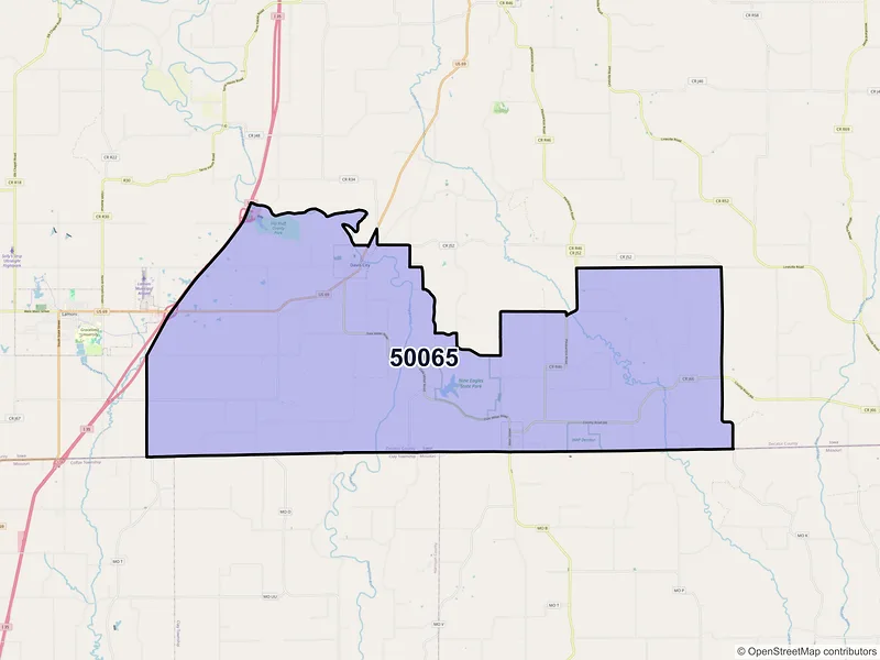 Map of ZIP Code 50065 — Davis City, IA