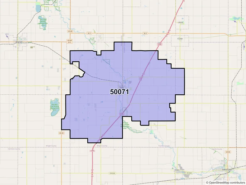 Map of ZIP Code 50071 — Dows, IA