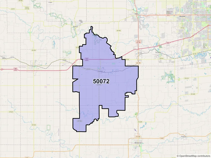 Map of ZIP Code 50072 — Earlham, IA
