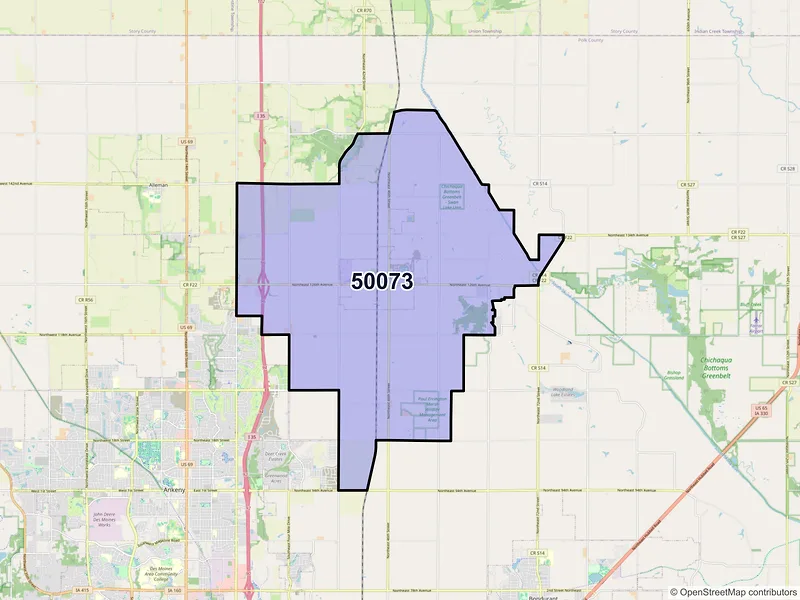Map of ZIP Code 50073 — Elkhart, IA