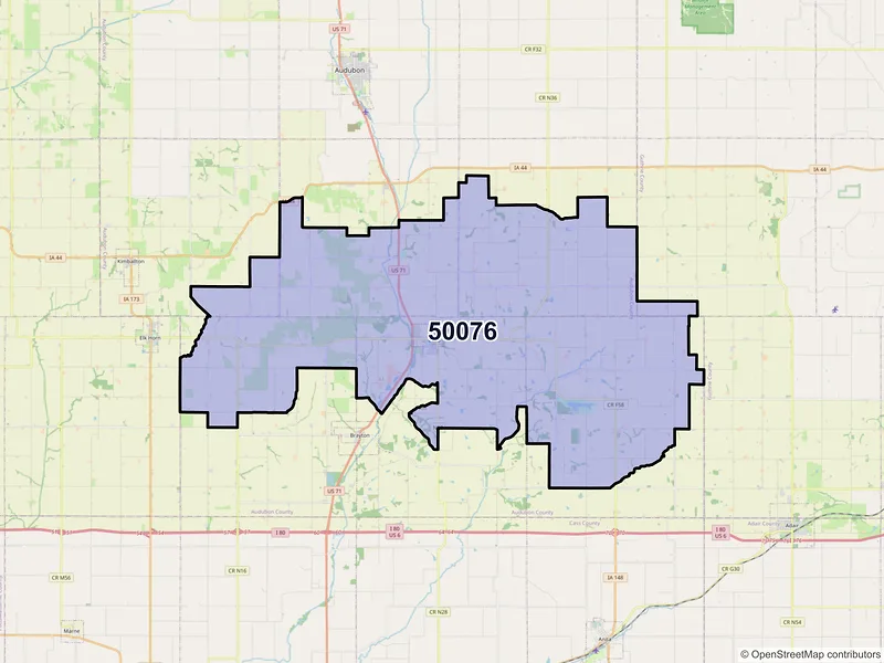 Map of Exira, Iowa and ZIP codes