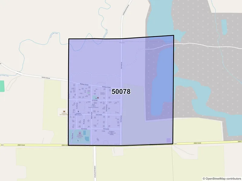 Map of Ferguson, Iowa and ZIP codes