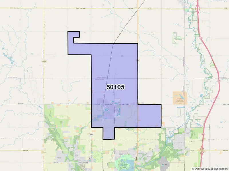 Map of ZIP Code 50105 — Gilbert, IA