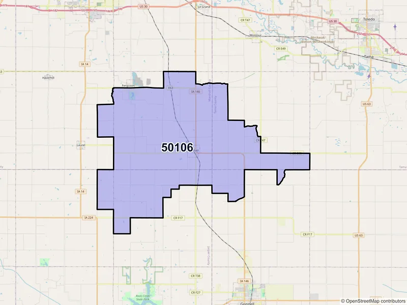 Map of ZIP Code 50106 — Gilman, IA