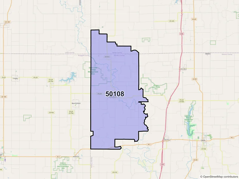 Map of ZIP Code 50108 — Grand River, IA
