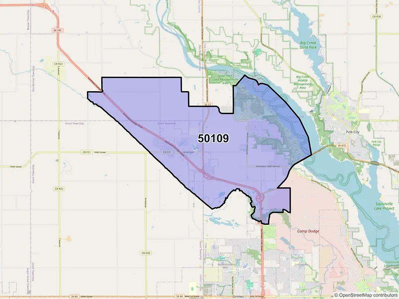 Map of ZIP Code 50109 — Granger, IA