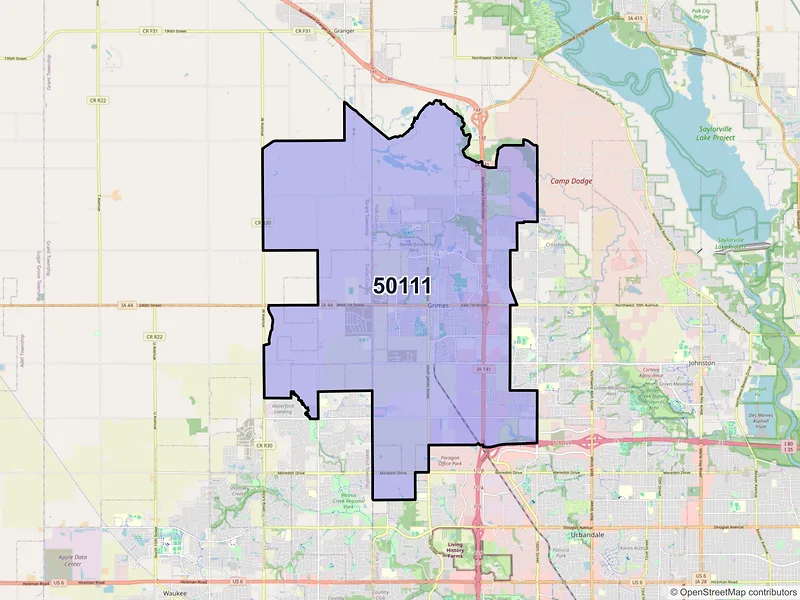 Map of ZIP Code 50111 — Grimes, IA