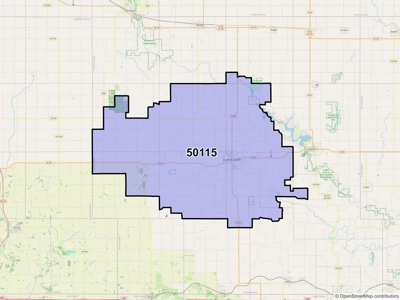 Map of ZIP Code 50115 — Guthrie Center, IA