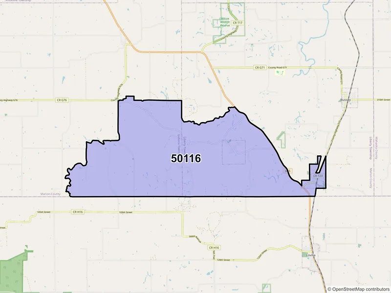 Map of ZIP Code 50116 — Hamilton, IA