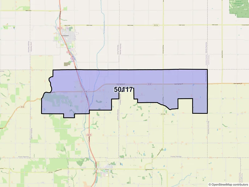 Map of ZIP Code 50117 — Hamlin, IA
