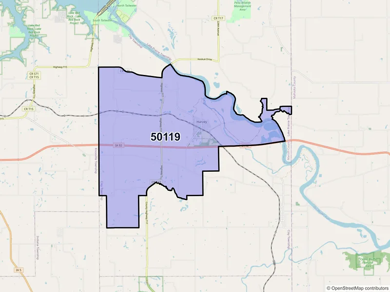Map of ZIP Code 50119 — Harvey, IA