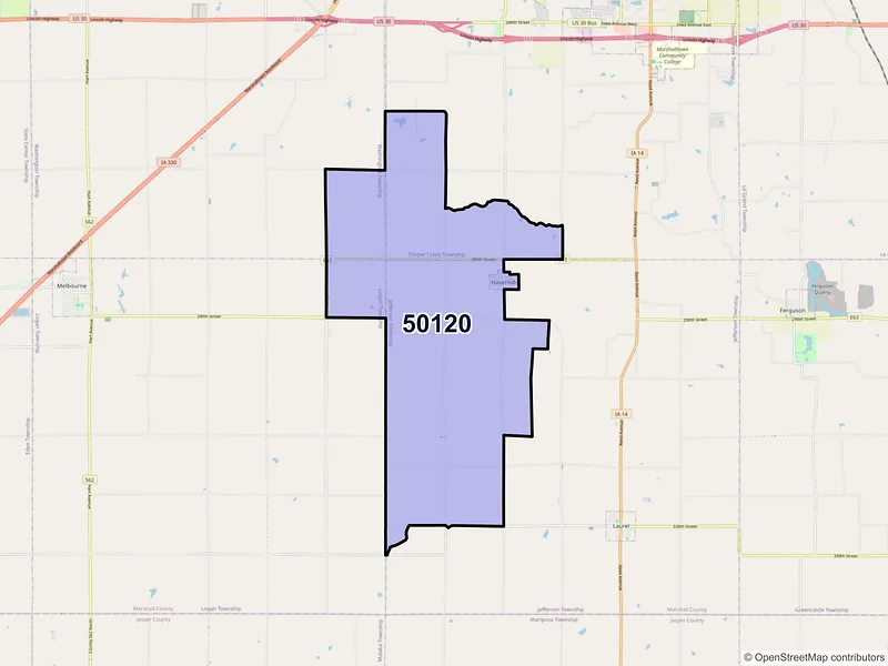 Map of Haverhill, Iowa and ZIP codes