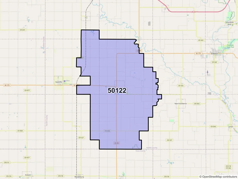 Map of Hubbard, Iowa and ZIP codes