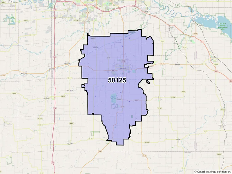 Map of ZIP Code 50125 — Indianola, IA
