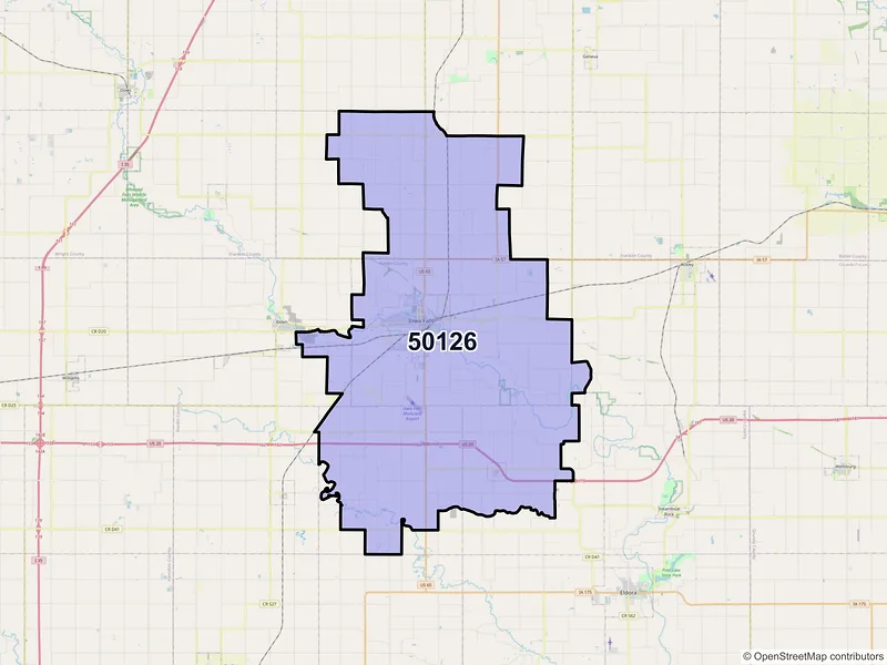 Map of Iowa Falls, Iowa and ZIP codes