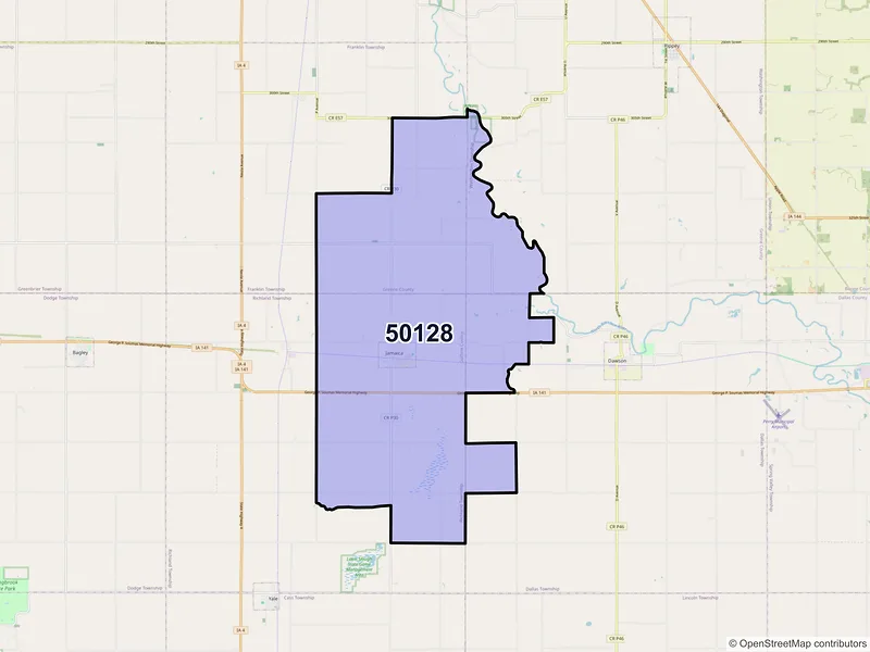 Map of ZIP Code 50128 — Jamaica, IA