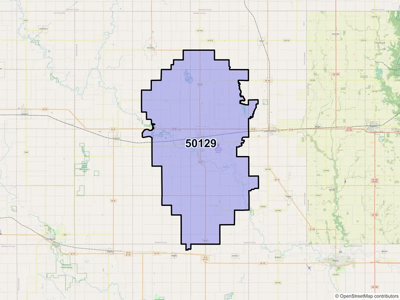 Map of Jefferson, Iowa and ZIP codes