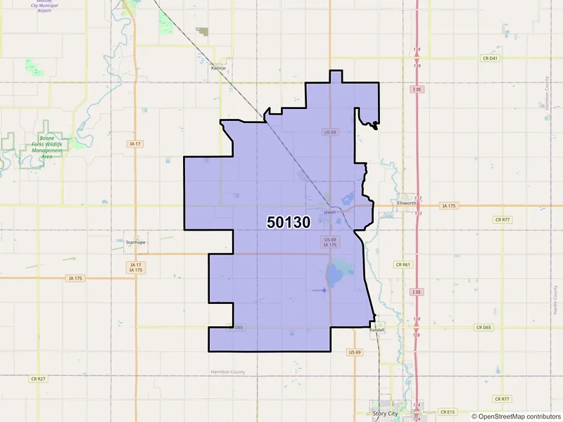 Map of ZIP Code 50130 — Jewell, IA