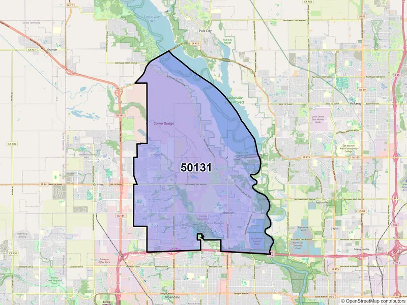 Map of ZIP Code 50131 — Johnston, IA
