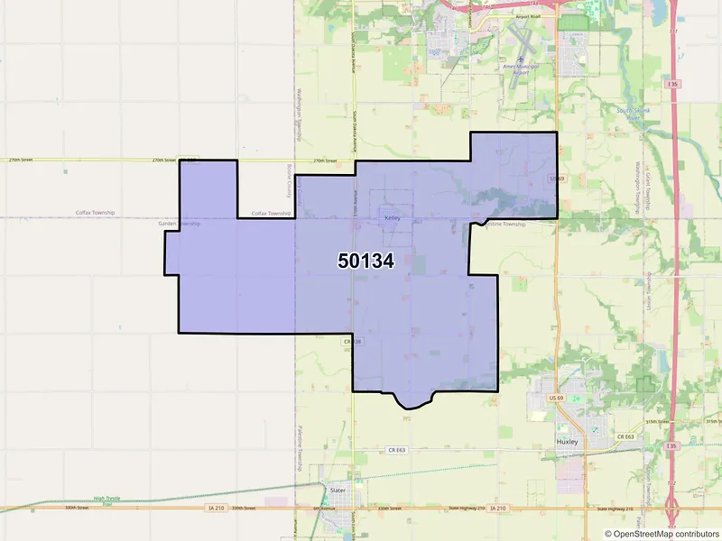 Map of ZIP Code 50134 — Kelley, IA