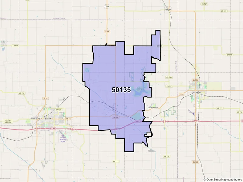 Map of ZIP Code 50135 — Kellogg, IA