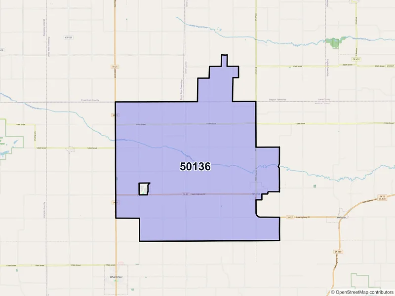 Map of ZIP Code 50136 — Keswick, IA
