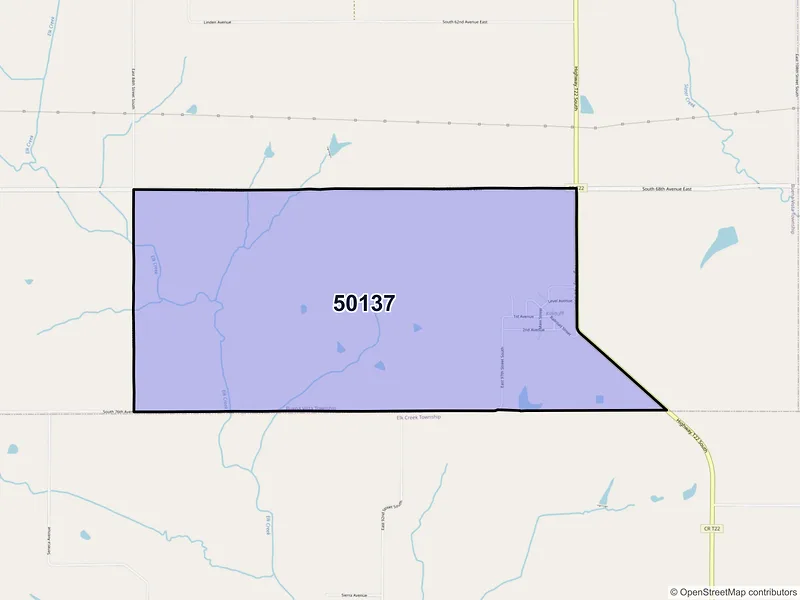 Map of ZIP Code 50137 — Killduff, IA