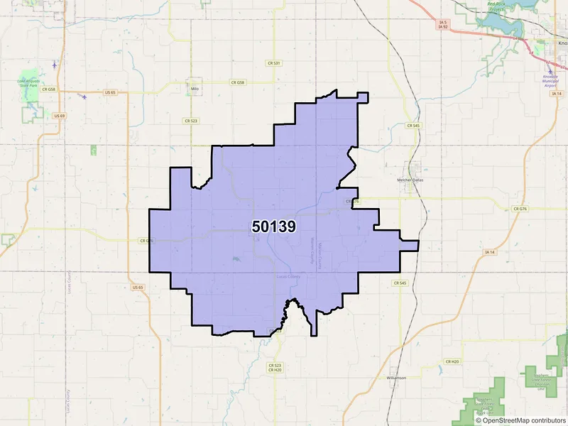 Map of ZIP Code 50139 — Lacona, IA