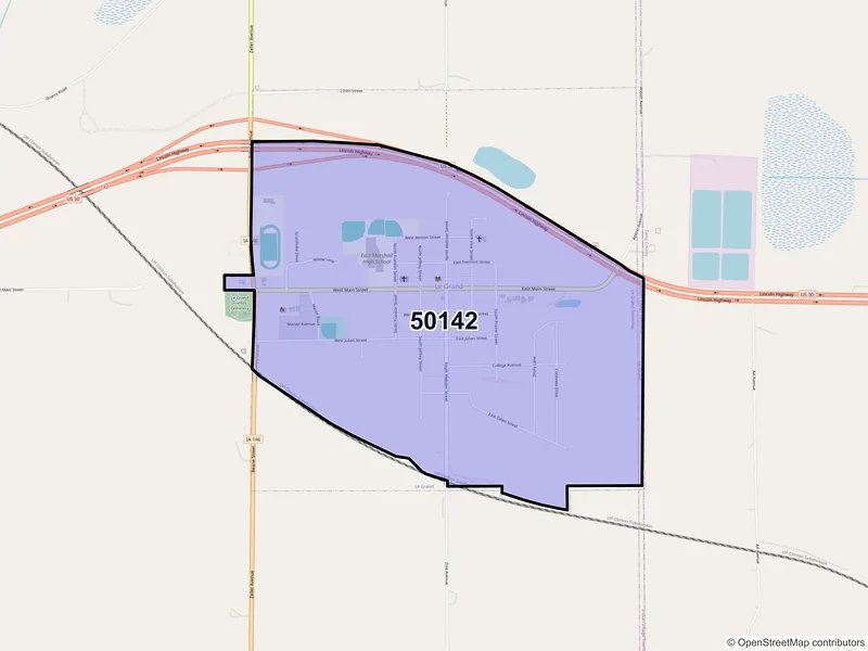 Map of Le Grand, Iowa and ZIP codes
