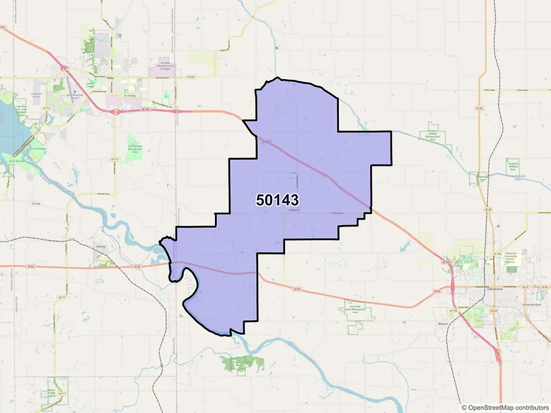 Map of ZIP Code 50143 — Leighton, IA