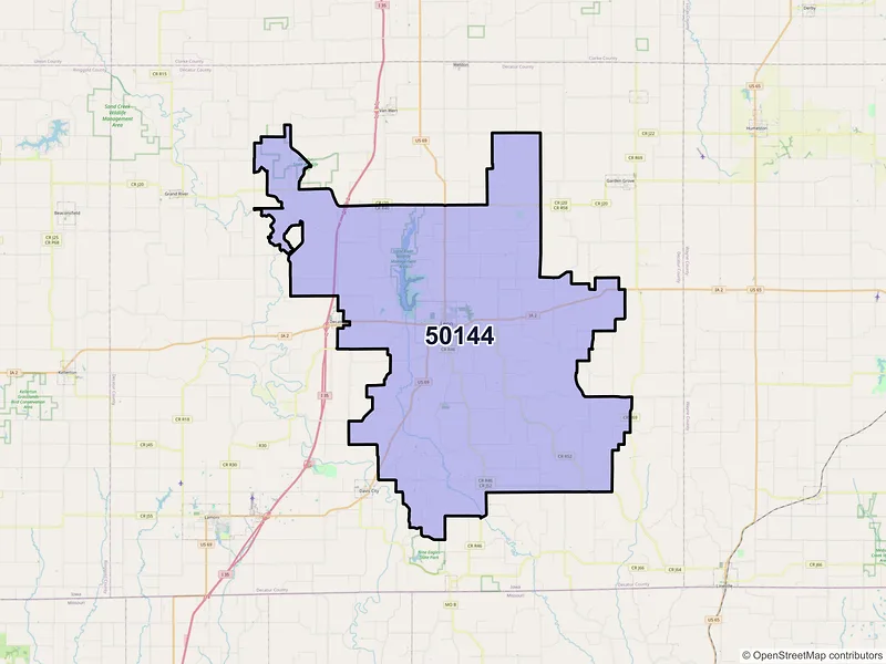 Map of ZIP Code 50144 — Leon, IA