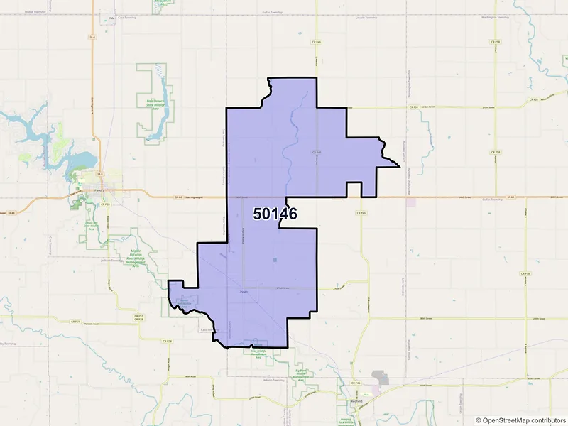 Map of Linden, Iowa and ZIP codes