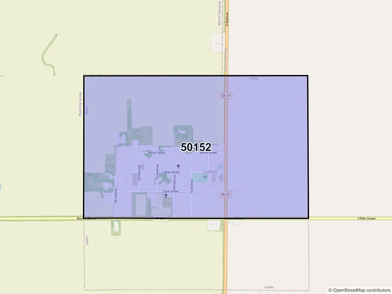 Map of Luther, Iowa and ZIP codes
