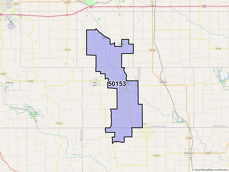 Map of Lynnville, Iowa and ZIP codes