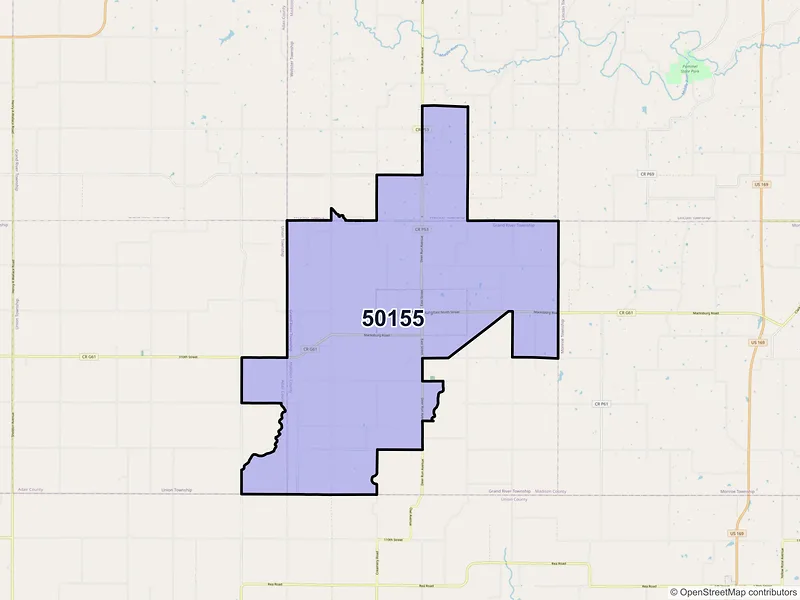 Map of ZIP Code 50155 — Macksburg, IA