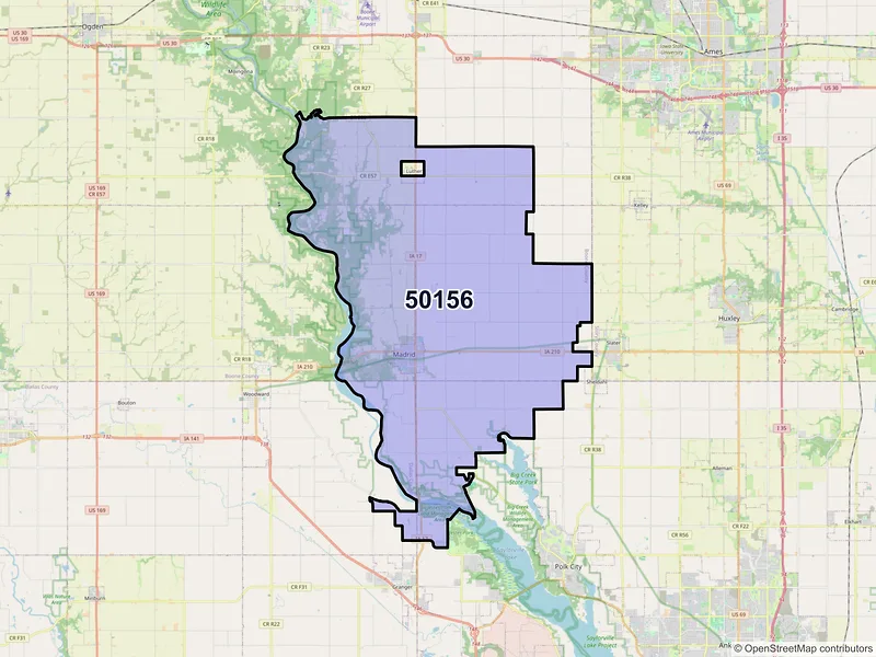 Map of ZIP Code 50156 — Madrid, IA