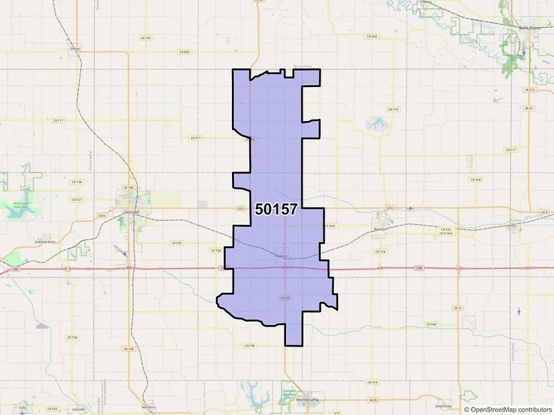 Map of ZIP Code 50157 — Malcom, IA