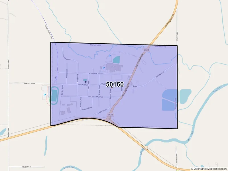 Map of Martensdale, Iowa and ZIP codes