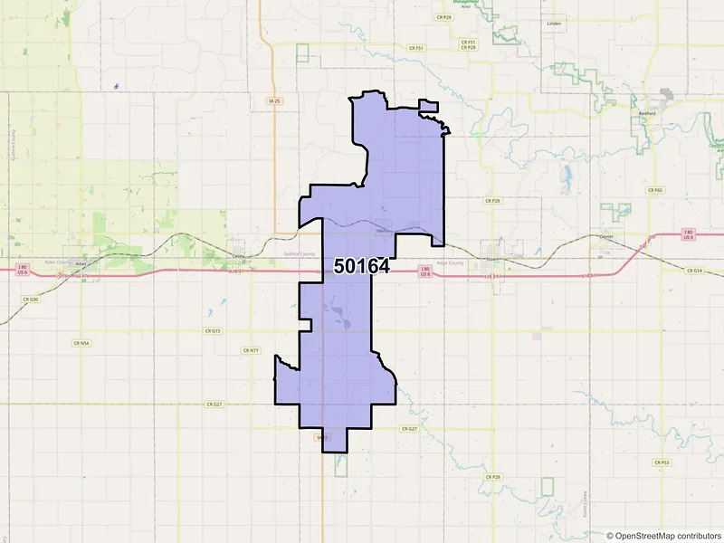 Map of ZIP Code 50164 — Menlo, IA