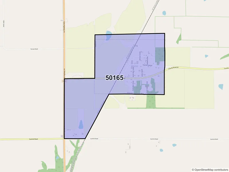 Map of ZIP Code 50165 — Millerton, IA
