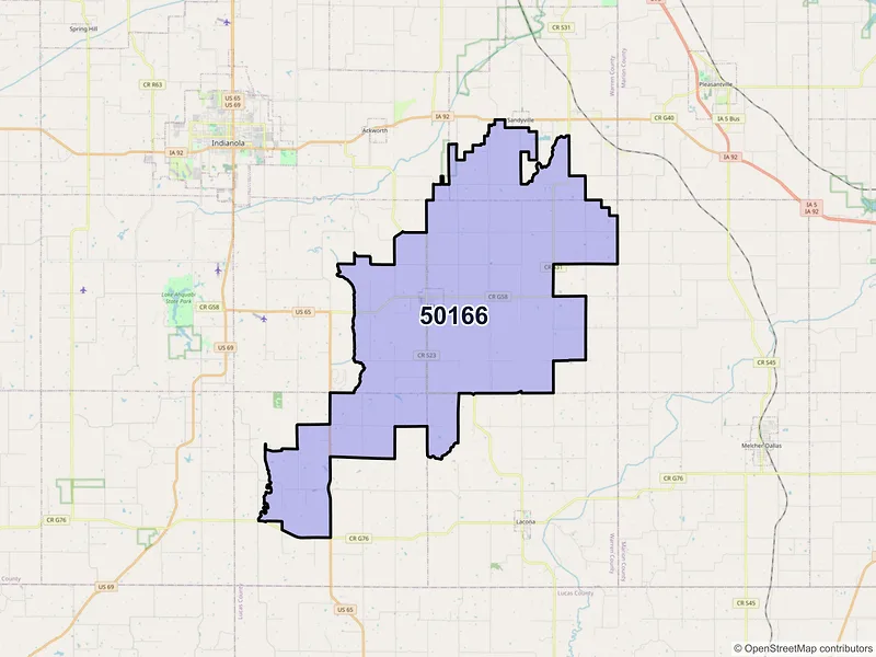 Map of ZIP Code 50166 — Milo, IA