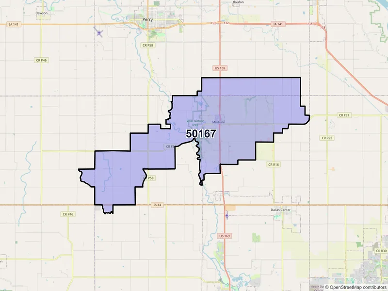 Map of ZIP Code 50167 — Minburn, IA