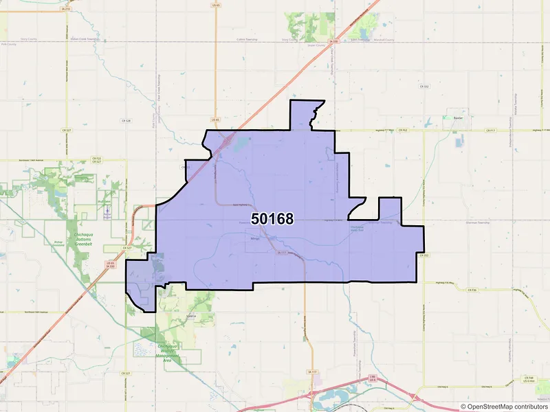Map of ZIP Code 50168 — Mingo, IA